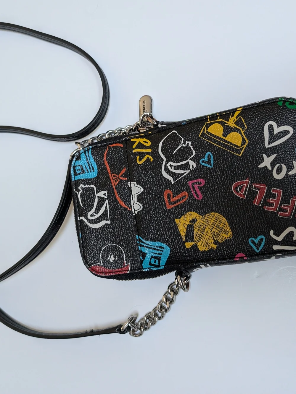 Karl Lagerfeld Black Graffiti Crossbody Phone Pouch